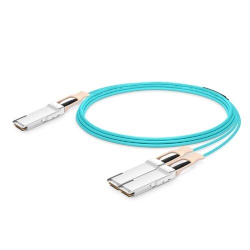 NVIDIA MFS1S50-H001V/MFS1S50-H001E Compatible AOC 1m (3ft) 200G QSFP56 to 2x100G QSFP56 InfiniBand HDR Active Optical Breakout Cable